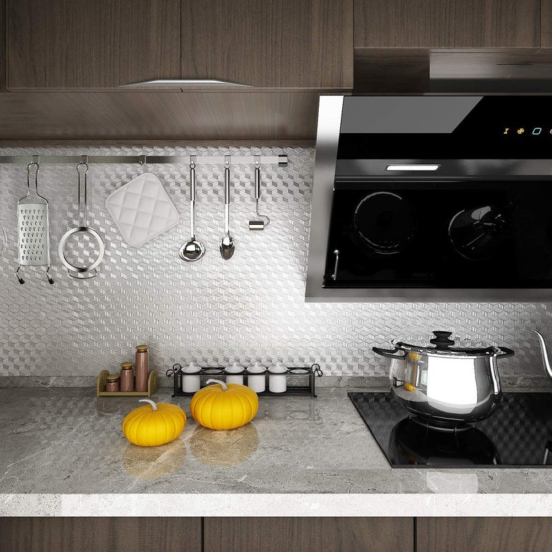 Livelynine Waterproof Kitchen Stickers for Cabinets Heat Resistant Backsplash Wallpaper for Kitchen Wall Self Adhesive Shelf Drawer Liner Stove Silver Contact Paper 15.8x78.8 Aluminum Foil Sink Cover - Image 3